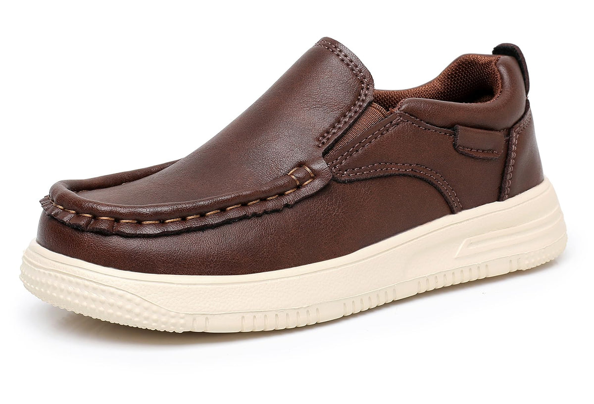 Apakowa Kids Boys Girls Loafers Slip-On Casual Walking Boat Dress Shoes
