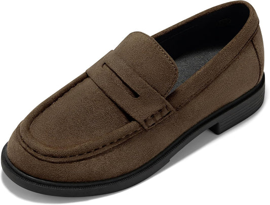 Haloumoning Boys Kids Slip-On Loafers Casual School Uniform Dress Shoes