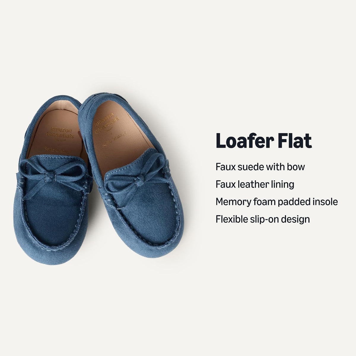 Amazon Essentials x Sofia Grainge Unisex Toddlers' Faux Suede Loafer Flat Shoes with Memory Foam, Flexible Slip-On Design