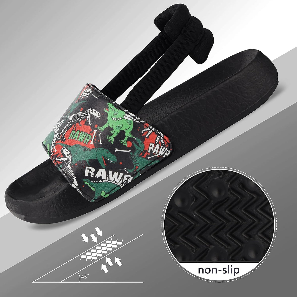 Kids Flip Flops Sandals Toddler Boys Girls Sequin Slides Shower Beach Pool Shoes Slip on Summer Slippers with Back Strap