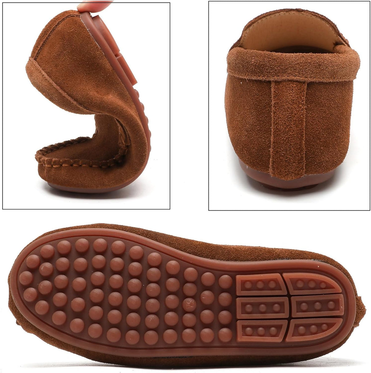 DADAWEN Toddler Little Kid Boys Girls Soft Suede Leather Slip On Flat Boat Dress Shoes Wedding Church Oxford Shoes Loafers