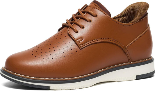 GINNI Boys Slip-On Dress Shoes, Kids Breathable Casual Oxford Sneakers