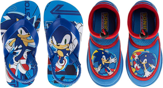 Josmo Spider-Man Sonic the Hedgehog Boys Footwear Sandals Bundle Flip Flops & Water Shoes for Boys Size Toddler - Little Kids