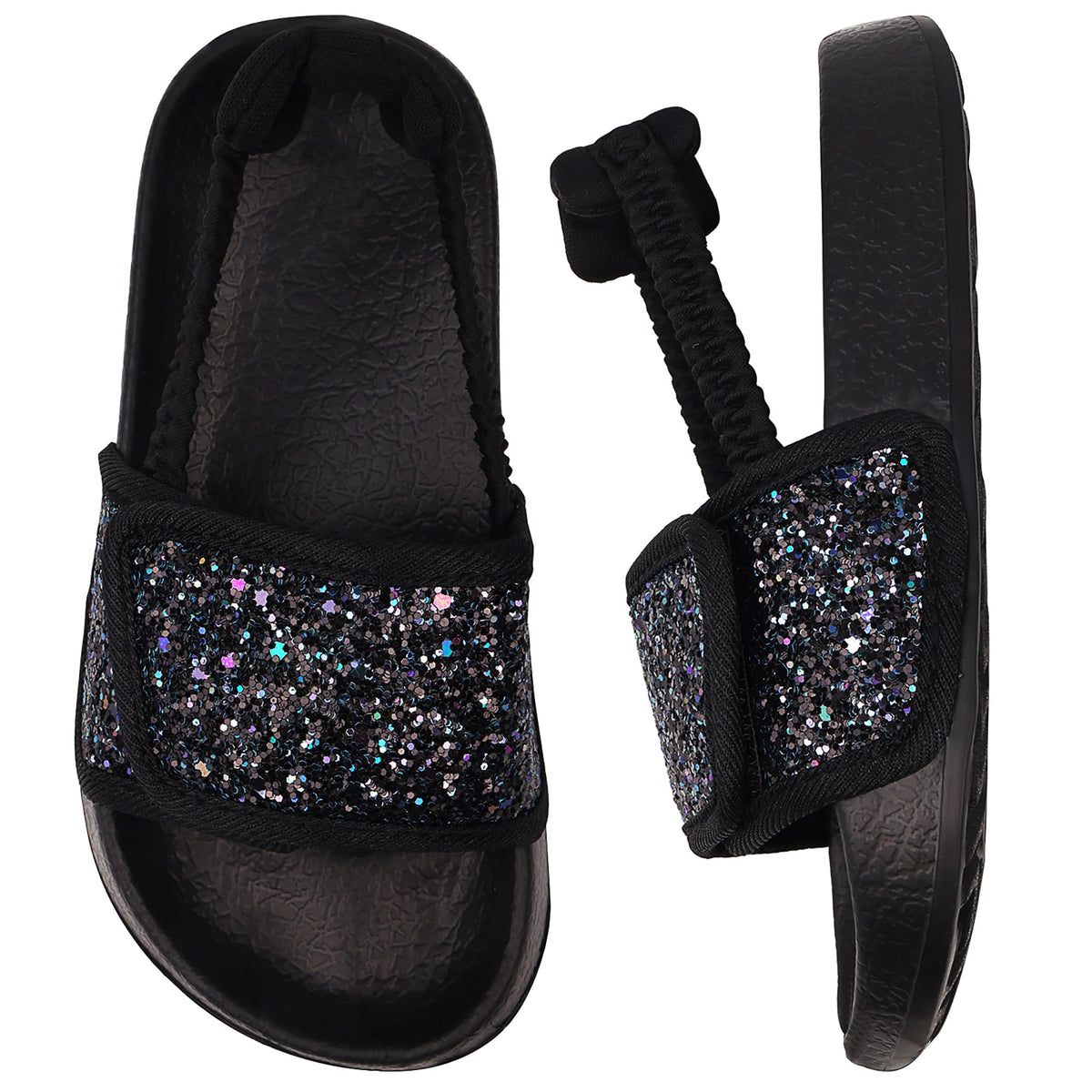 Kids Flip Flops Sandals Toddler Boys Girls Sequin Slides Shower Beach Pool Shoes Slip on Summer Slippers with Back Strap
