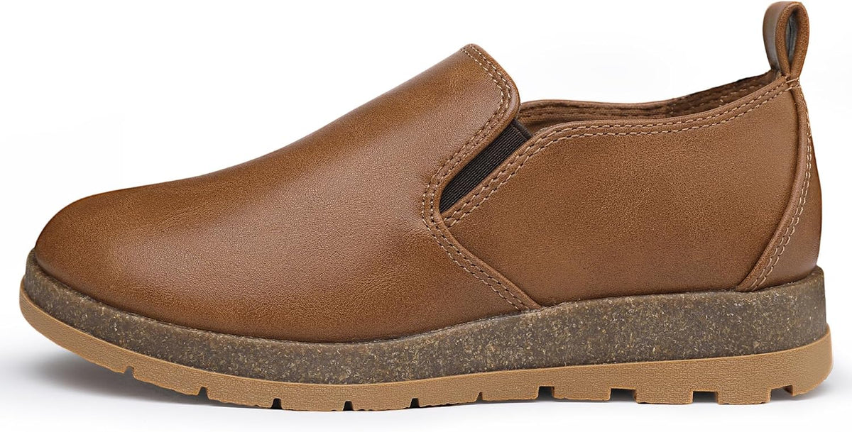 Boys Slip On Loafers Casual Dress Sneakers Shoes Cork Footbed Non Slip Rubber Sole for Little/Big Kids