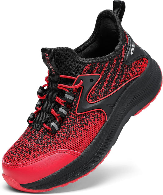 Kids Wide Toe Box Slip On Sneakers - Orthopedic Walking Running Shoes for Boys & Girls - Arch Support Lightweight Athletic Tennis Shoes for Youth