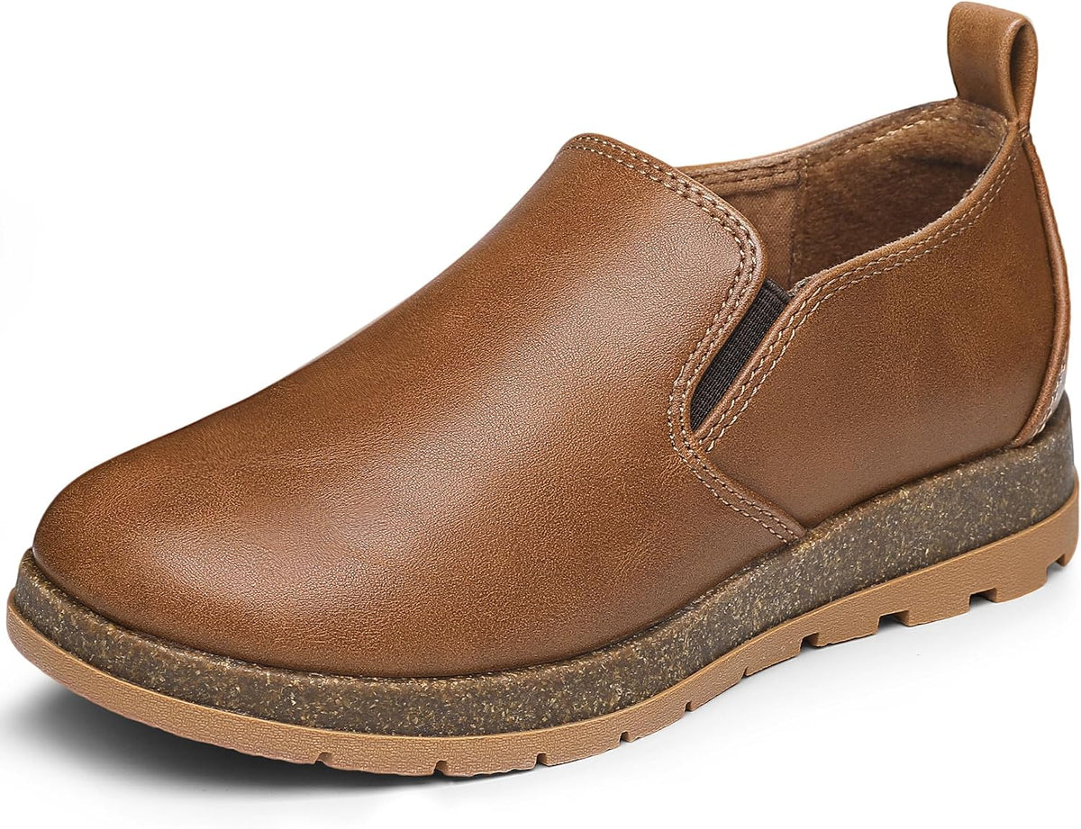 Boys Slip On Loafers Casual Dress Sneakers Shoes Cork Footbed Non Slip Rubber Sole for Little/Big Kids