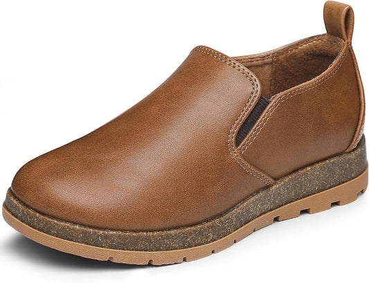 Boys Slip On Loafers Casual Dress Sneakers Shoes Cork Footbed Non Slip Rubber Sole for Little/Big Kids