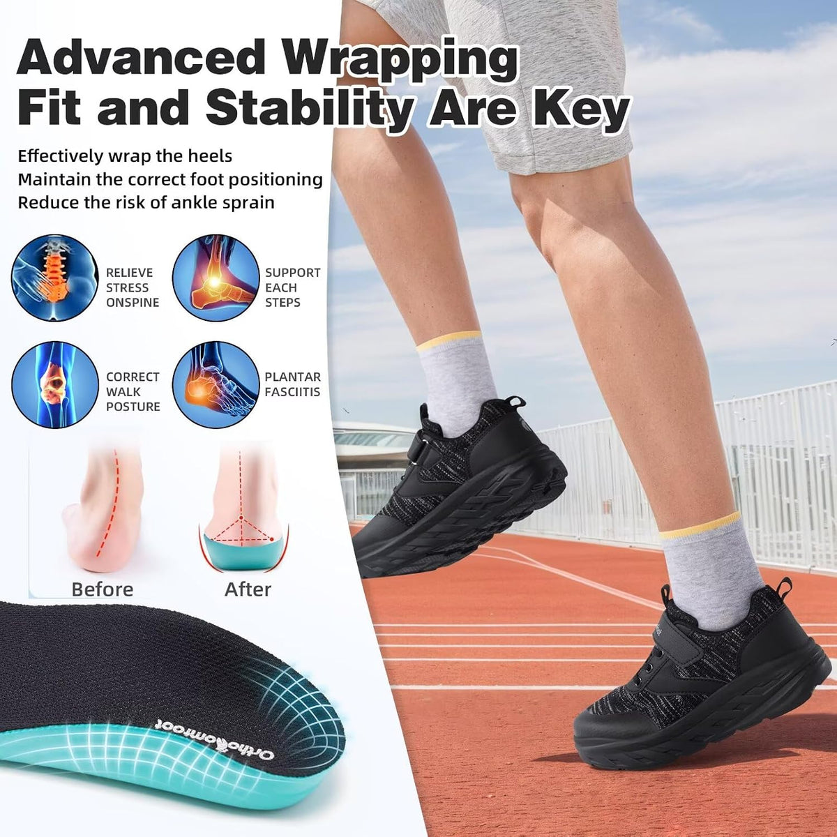 Boys Girls Kids Orthopedic Tennis Shoes: Wide Toe Box Comfortable Casual Plantar Fasciitis Arch Support Athletic Running Sneakers, Orthotic School Sports Walking Shoes for Foot and Pain Relief