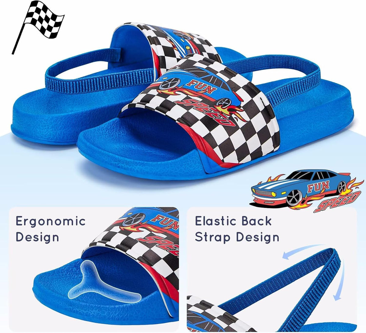 FUNCOO PLUS Kids Slide Toddler Boys Sandals for Beach