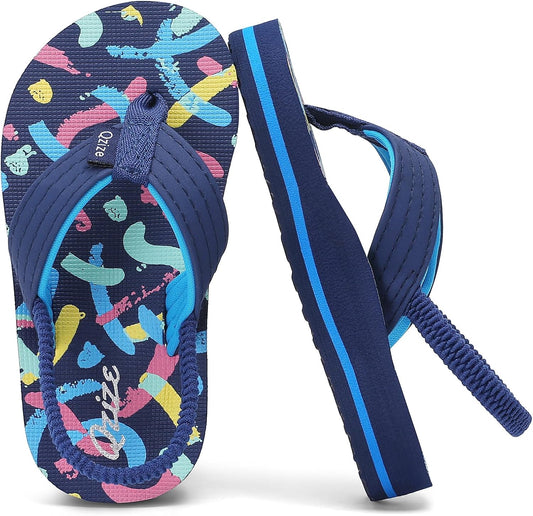 Kids Flip Flops with Adjustable Back Strap Glitter EVA Thong Sandals