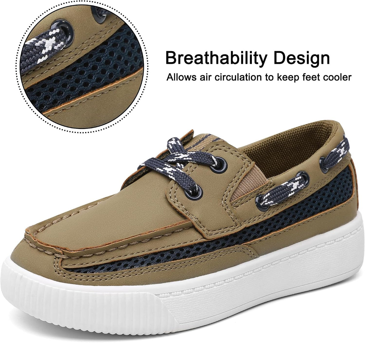 Bigwow Boys School Loafers Casual Sneakers Shoe Slip-on Breathable Boat Shoes (Little Kid/Big Kid)