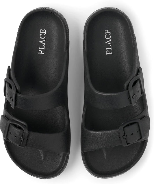 The Children's Place Boys' Boys' Everyday Slip on Double Buckle Slide Sandals