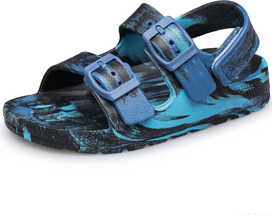 BNV Boys Girls Sandals Unisex Toddler Kids Double Buckle Sandals Comfort Open Toe Adjustable Back Strap Shower Beach Pool Shoes(Toddler/Little Kid/Big Kid)