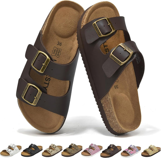 Girls Boys Sandals Adjustable Double Buckle Kids Slides Sandals