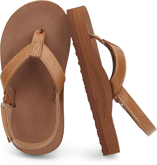 INMINPIN Toddler Boys Girls Flip Flops Comfortable Cushion Mat Summer Beach Pool Sandals Little Kids Non Slip Slide Sandal with Backstrap