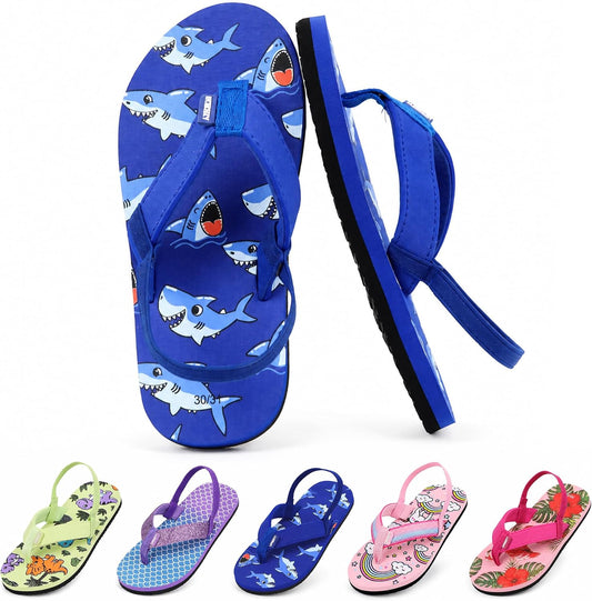 Girls Boys Flip Flops with Elastic Back Strap Kids Toddler Thongs