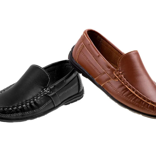 Josmo Boys' Slip-On Rubber Boat Shoes - Leatherette, Flexible, Boat-Style Cool, Lightweight Classic Casual Loafers with Grip, Slip-On Ease for Play & Holidays, Toddler Size 10