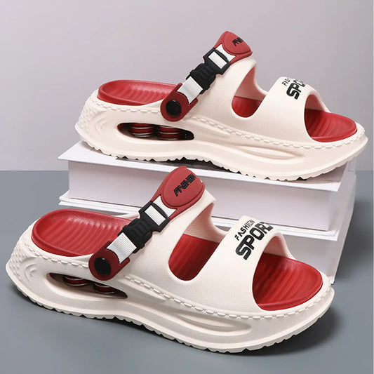 Men's Elevated Air Cushion Sandals, Lightweight Slip-On Slides for Outdoor