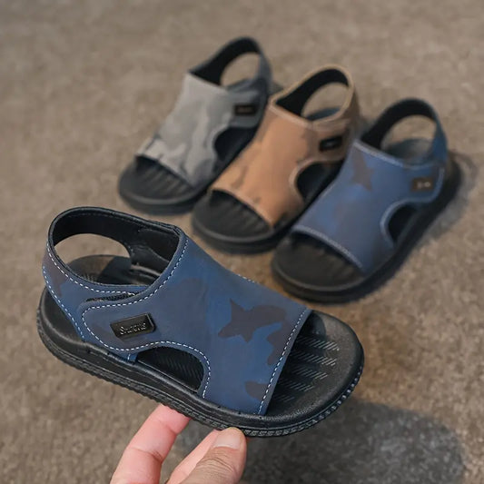 Boys' Casual Round-Toe Synthetic Rubber Sandals - Toddler Sizes, 14 & Under, All-Season, Comfortable, Breathable, Lightweight Solid-Color Footwear (Indoor-Outdoor Use, Matching Girls' Option)
