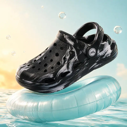 Kids' Soft EVA Clogs - Childrens Sandals, Round Toe, 2-way Strap Fit, Adjustable Strap, Non-slips, Arch Support, Flexible, Low Heel (1-3 cm), Less Than Ankle, Casual, Active Days, for Boys & Girls Summer Outdoor Play